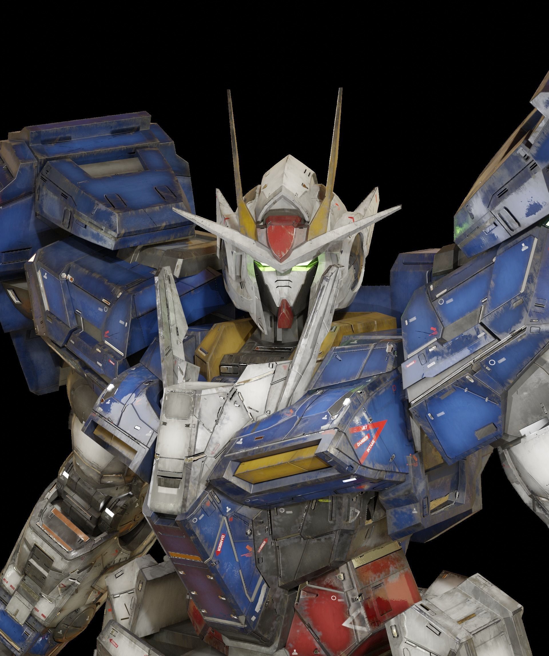 Reallistic OO GUNDAM 3d model rigged game ready Low-poly 3D model_11