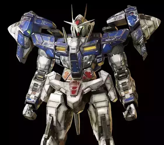 Reallistic OO GUNDAM 3d model rigged game ready Low-poly 3D model