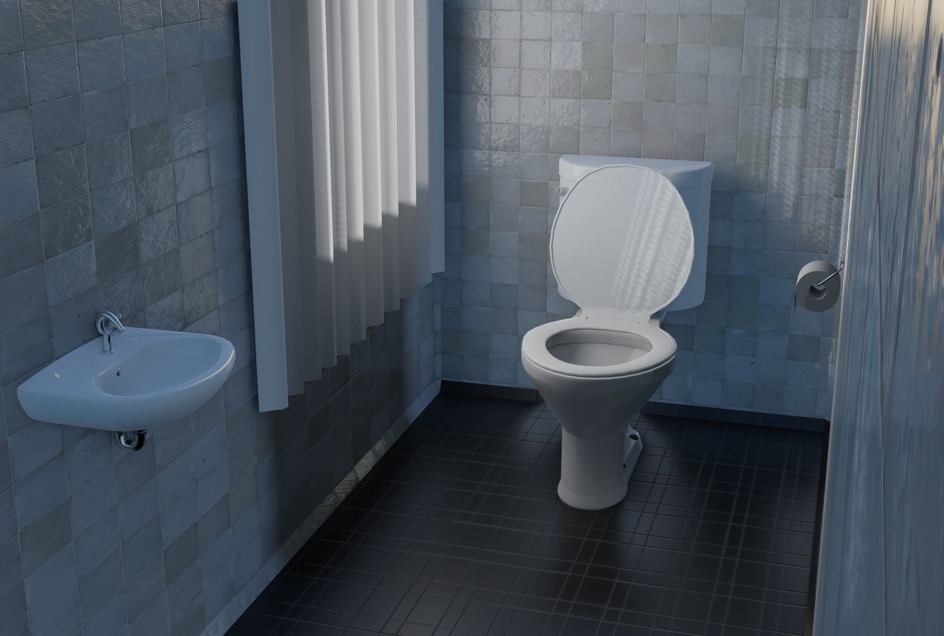 Simple Washroom and  Low-poly 3D model_1