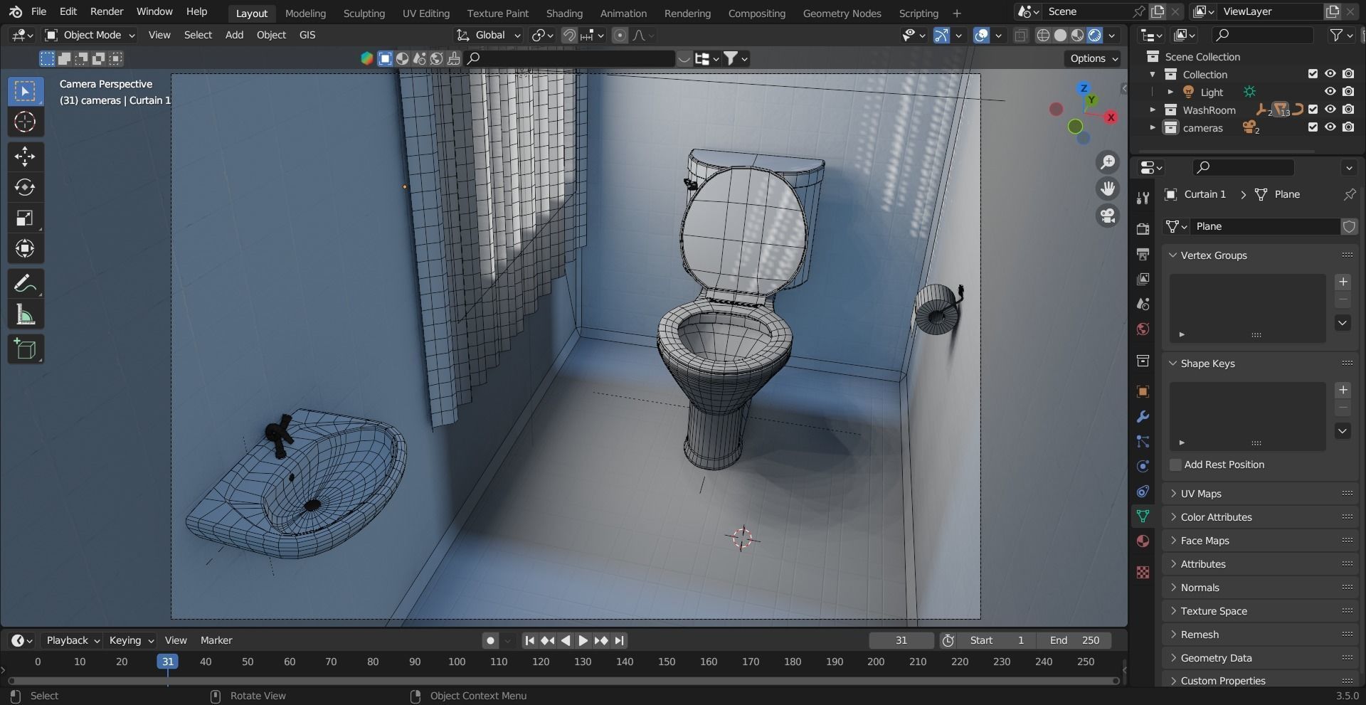 Simple Washroom and  Low-poly 3D model_9