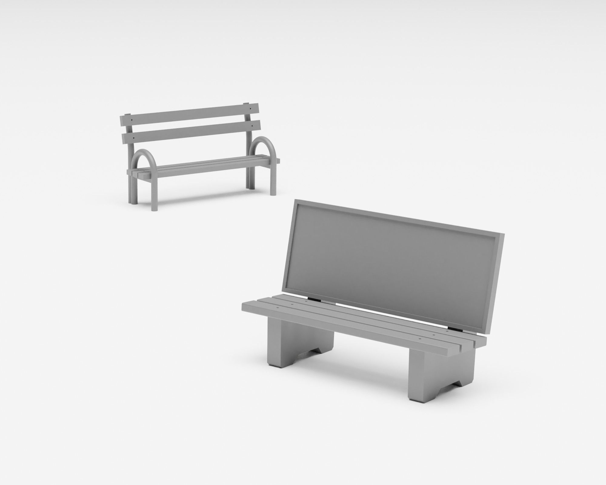 Park benches pack - benches picnic tables and gazebo H0 scale 3D print model_6