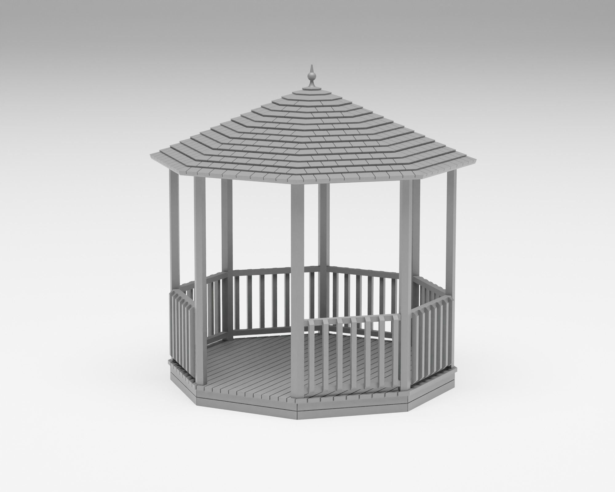 Park benches pack - benches picnic tables and gazebo H0 scale 3D print model_3