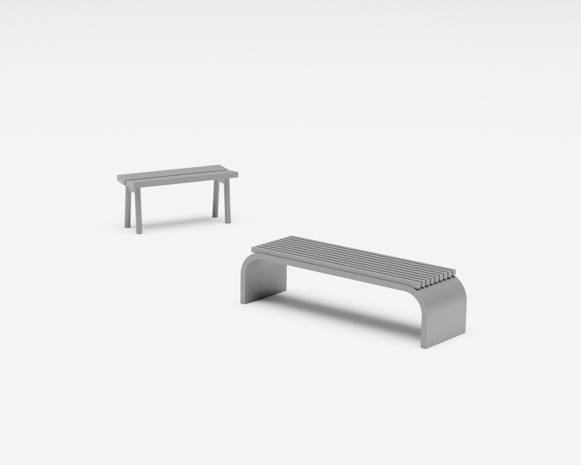 Park benches pack - benches picnic tables and gazebo H0 scale 3D print model_7