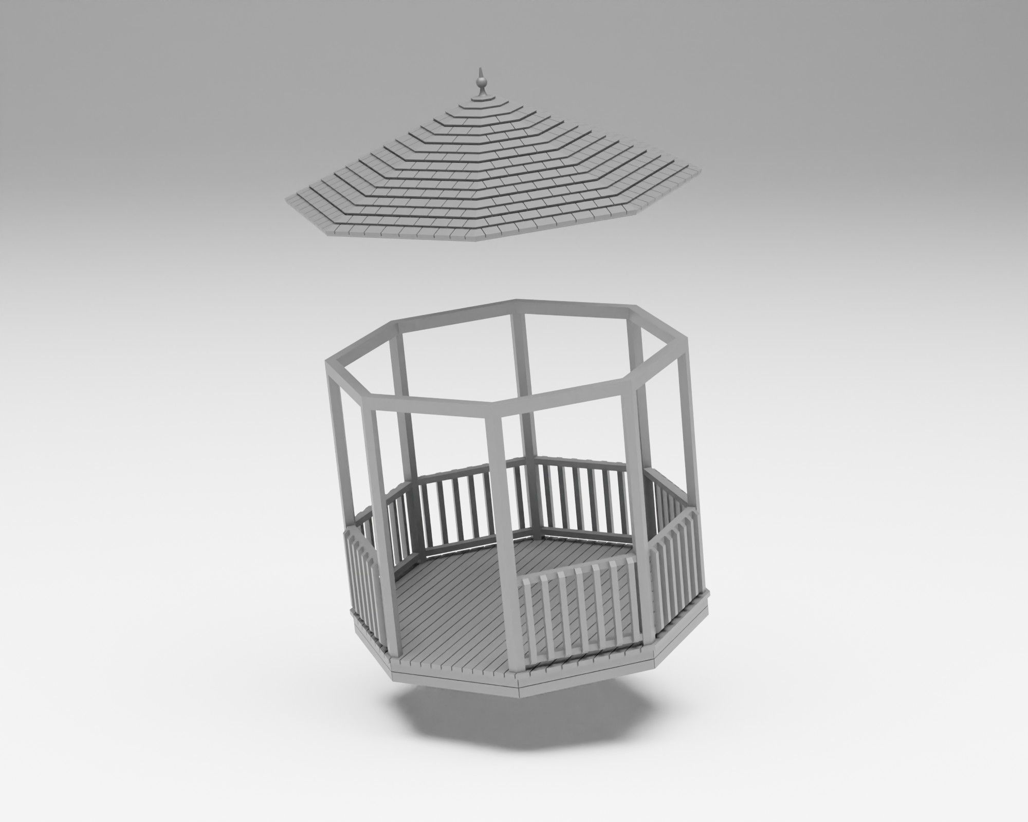 Park benches pack - benches picnic tables and gazebo H0 scale 3D print model_9