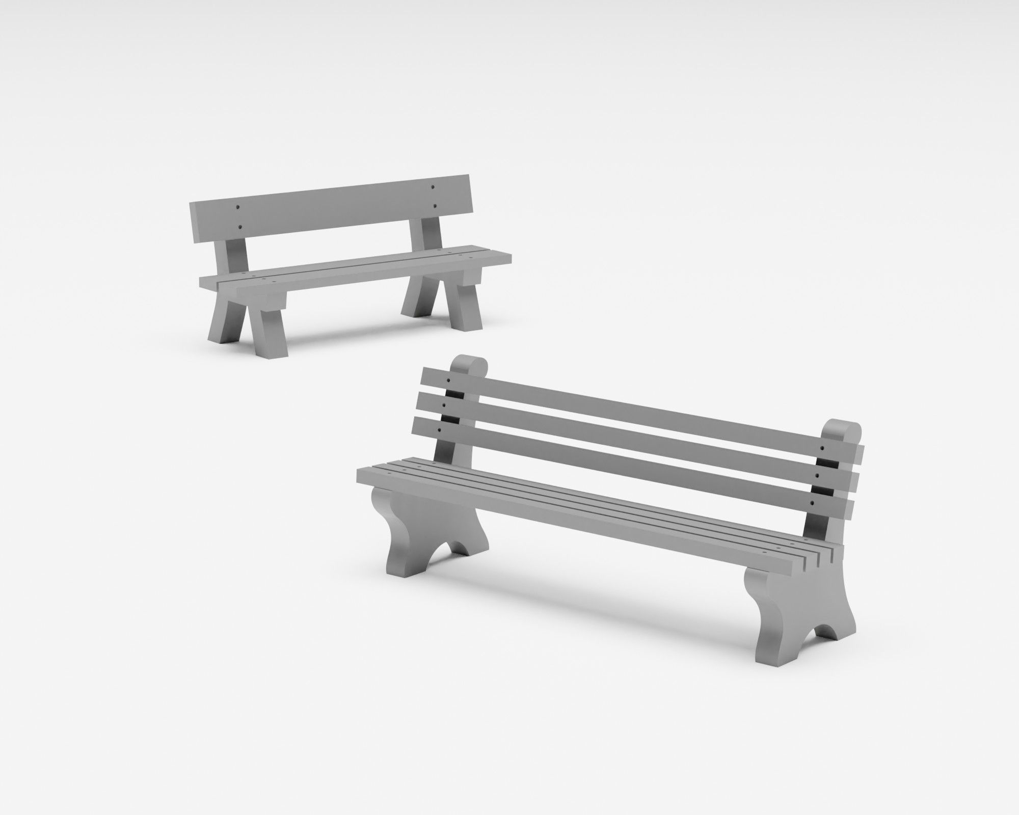 Park benches pack - benches picnic tables and gazebo H0 scale 3D print model_5
