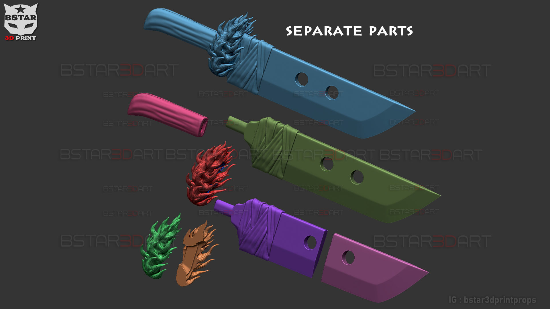 Slaugher Demon Blade - Yuji Itadori Weapon - Jujutsu Kaisen 3D print model_19