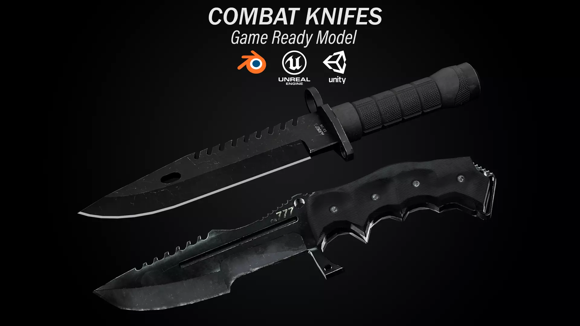 Combat Knifes Free low-poly 3D model