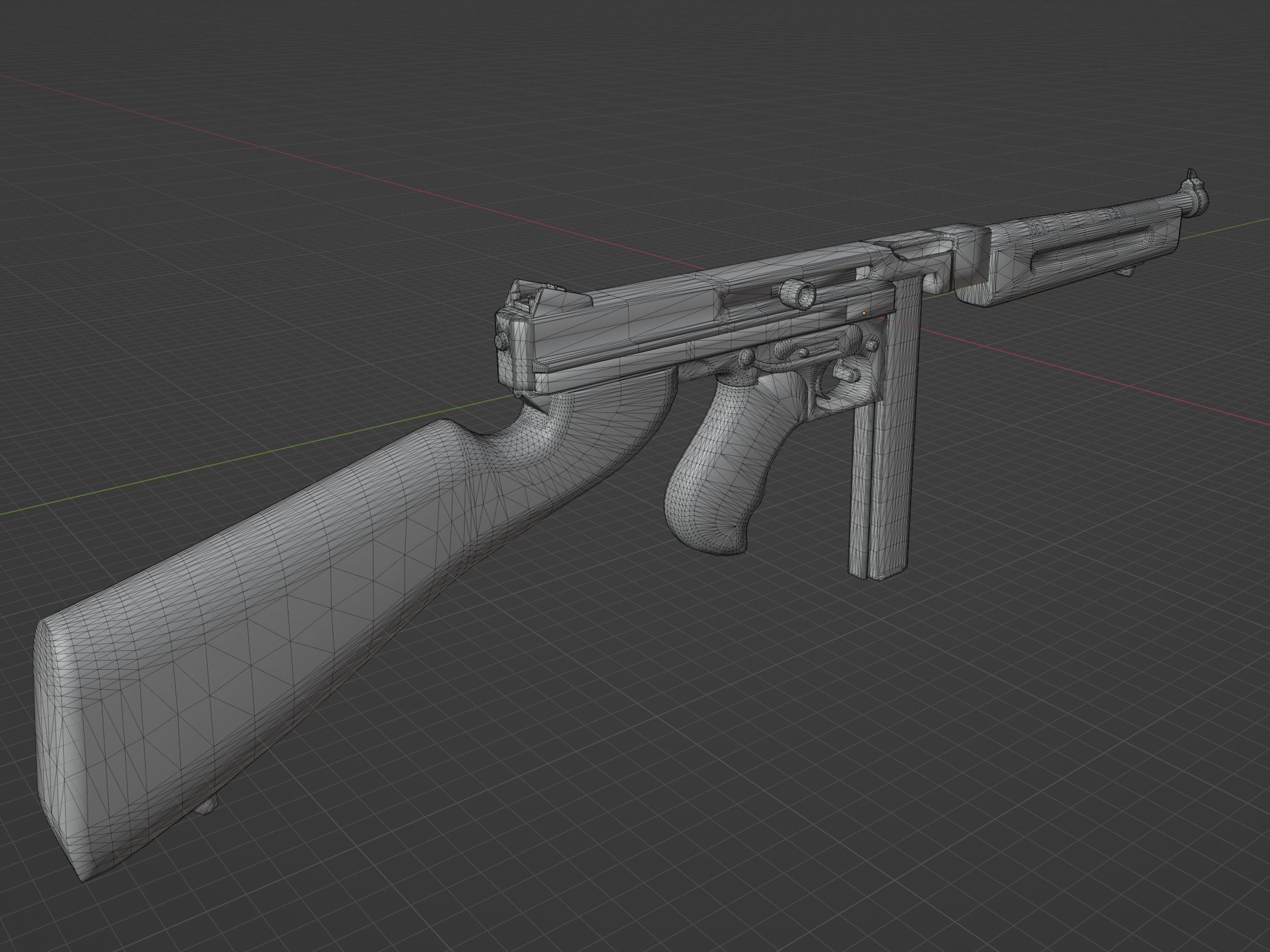 Thompson M1A1 Low-poly 3D model_4