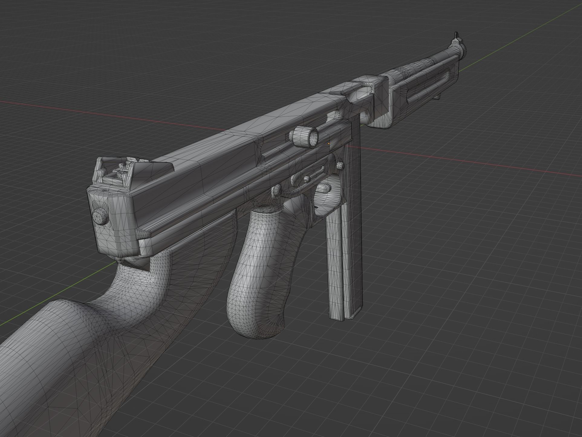 Thompson M1A1 Low-poly 3D model_9