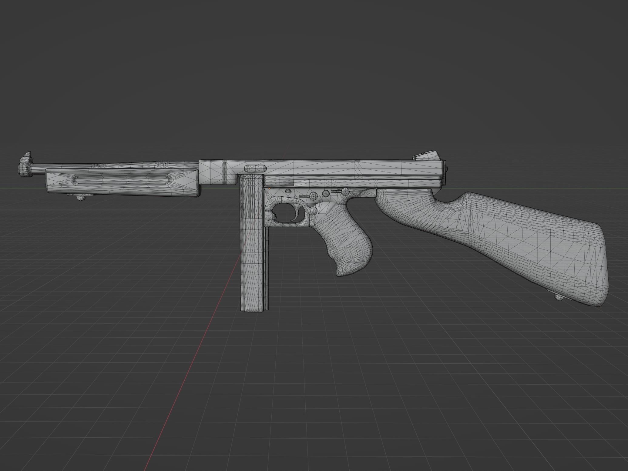 Thompson M1A1 Low-poly 3D model_1