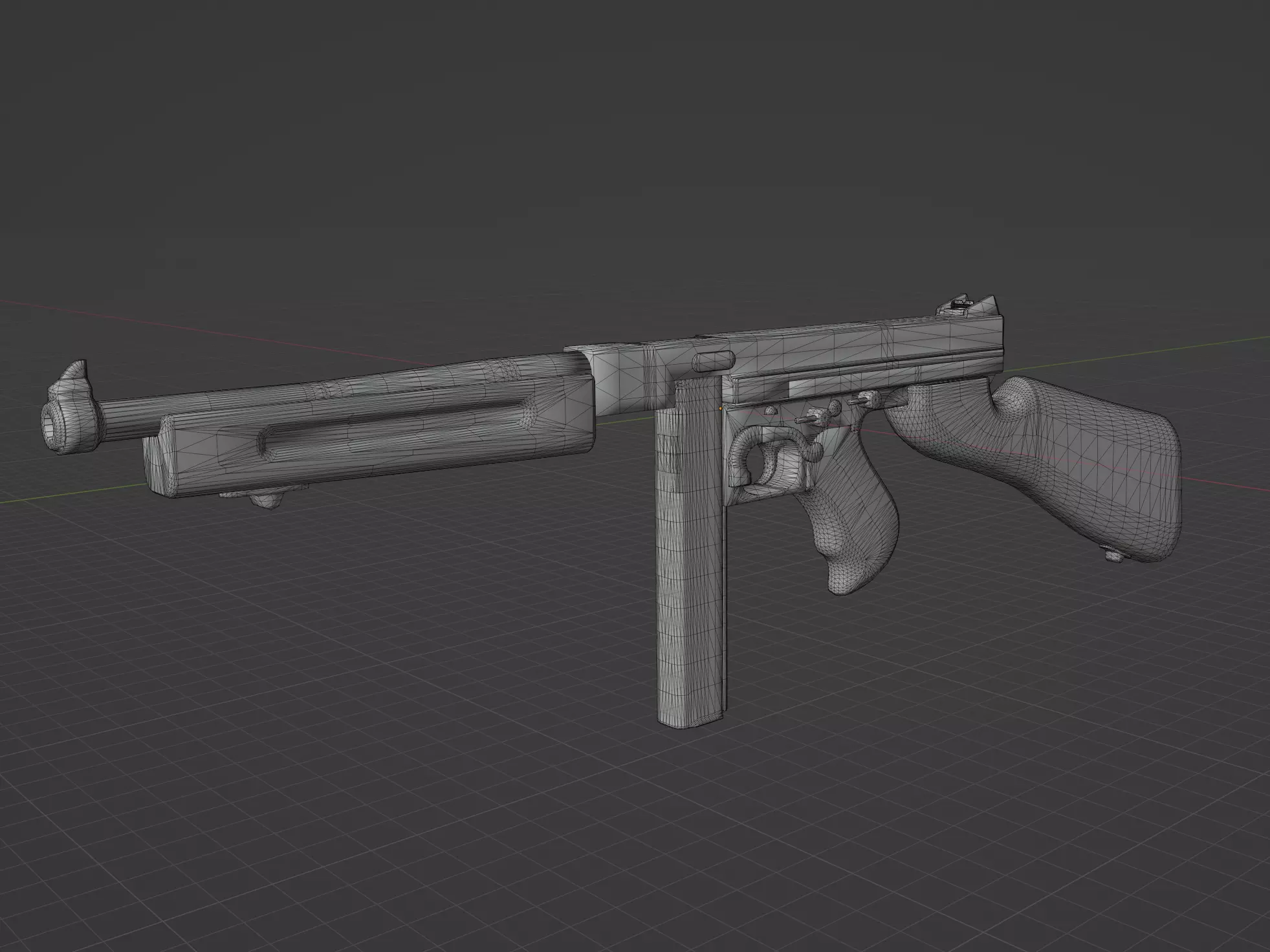 Thompson M1A1 Low-poly 3D model_0