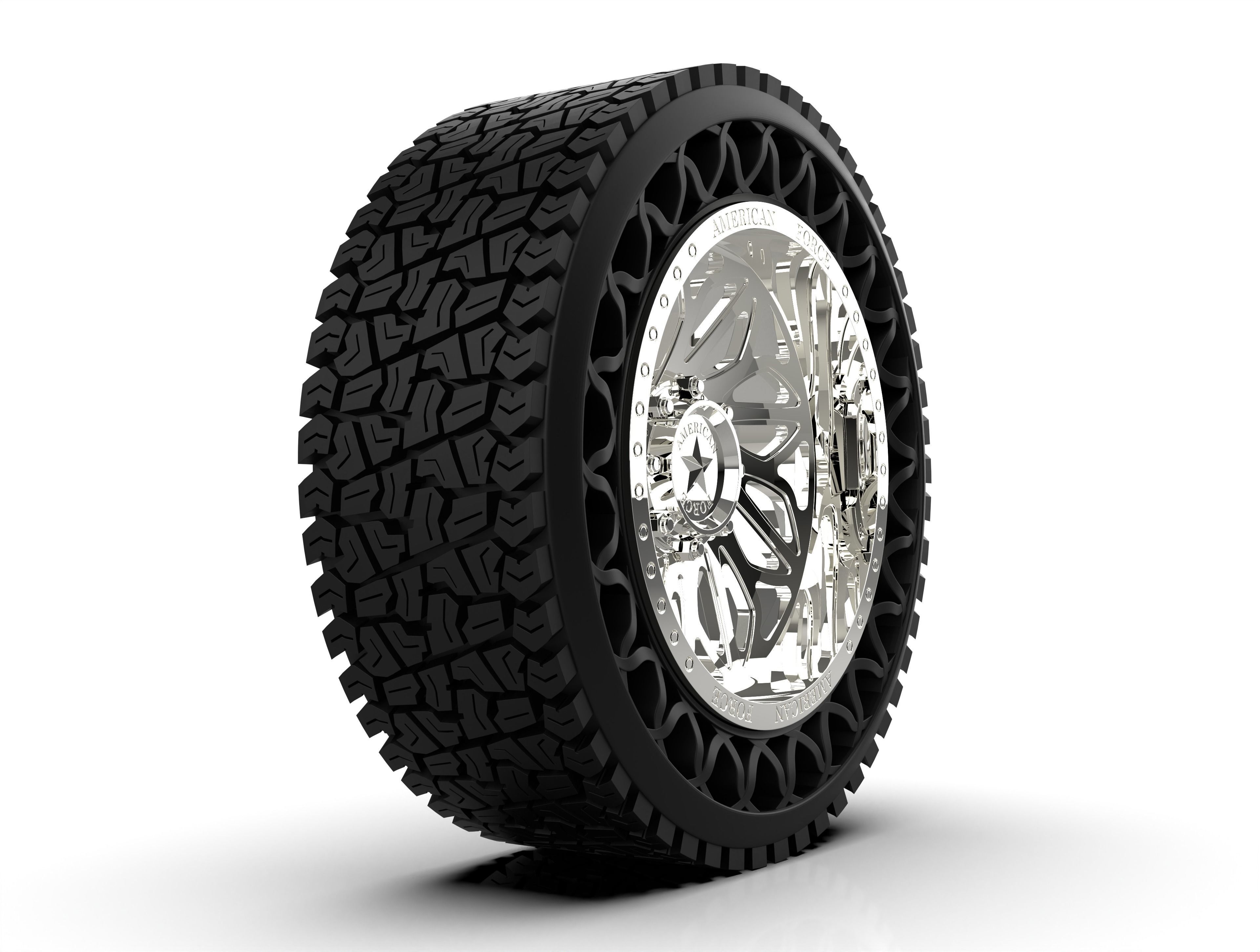 airless article tire with american force wheel 3D print model_2