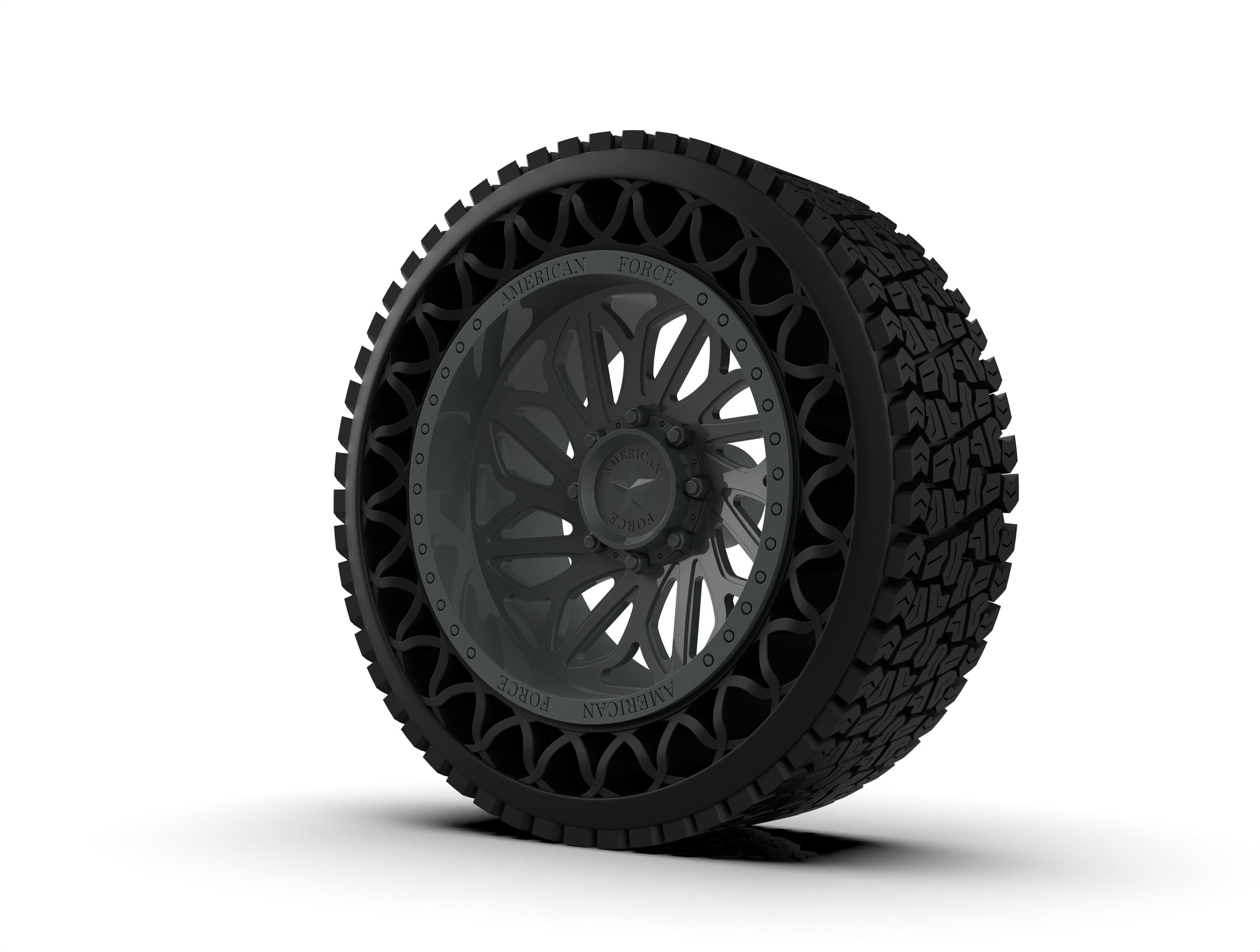 airless article tire with american force wheel 3D print model_3