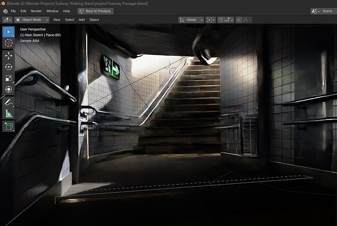 Subway Passage Scene 3D model 3