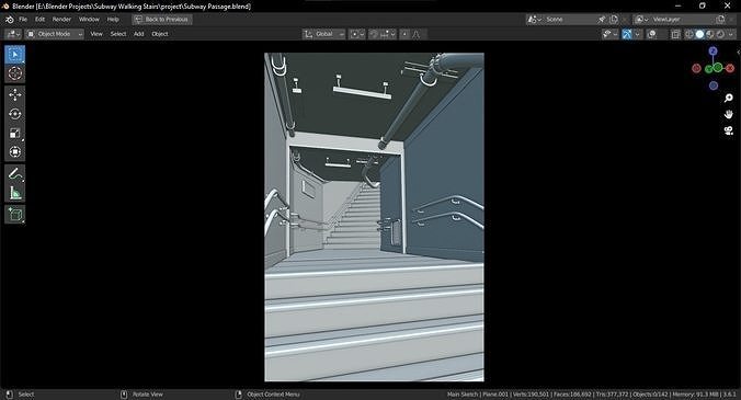 Subway Passage Scene 3D model 5