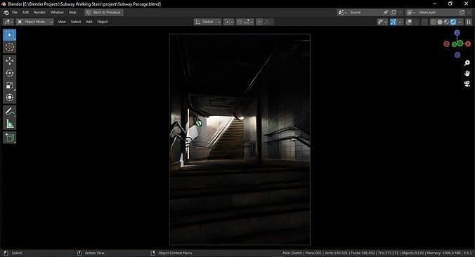 Subway Passage Scene 3D model 2