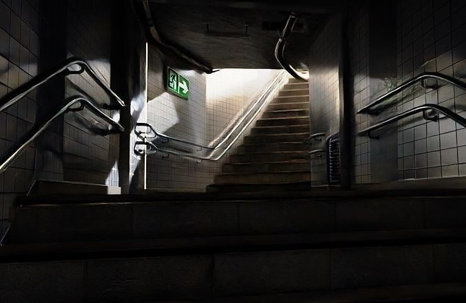 Subway Passage Scene 3D model 4