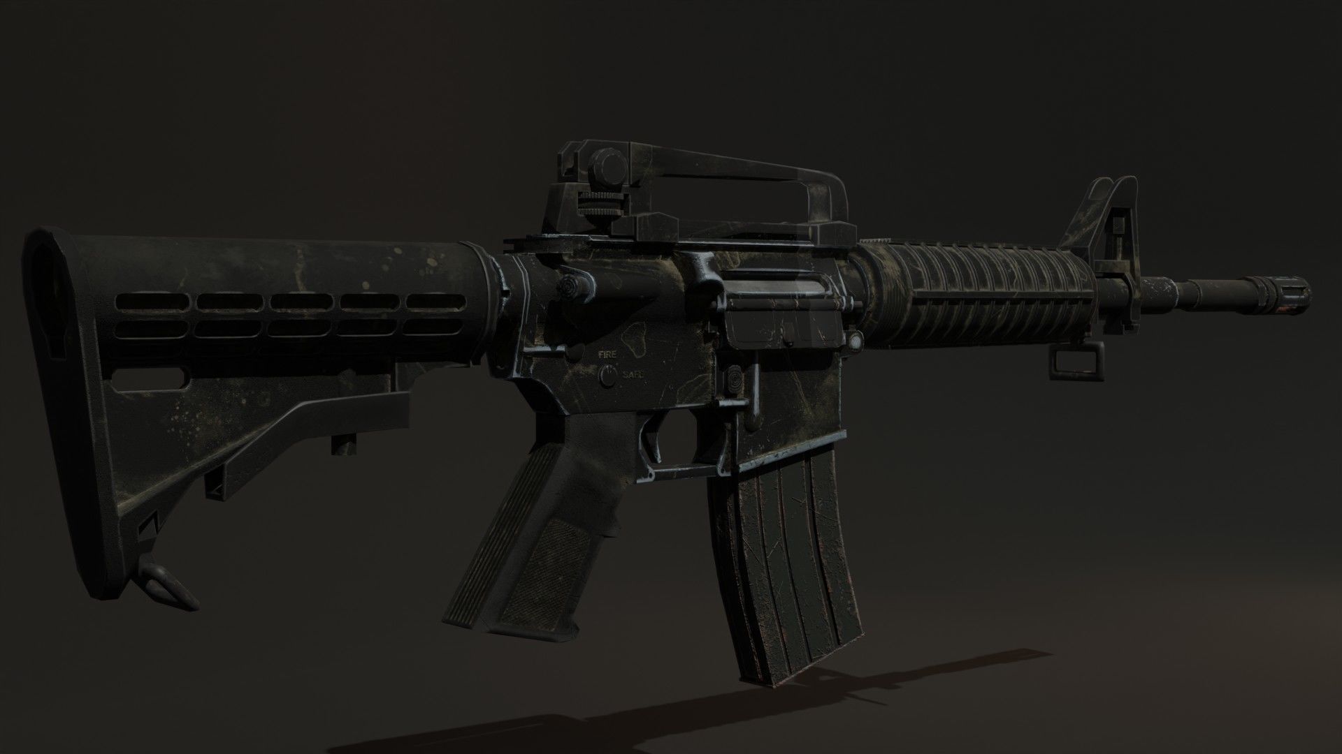 Assault Rifle M15 Low-poly 3D model_1