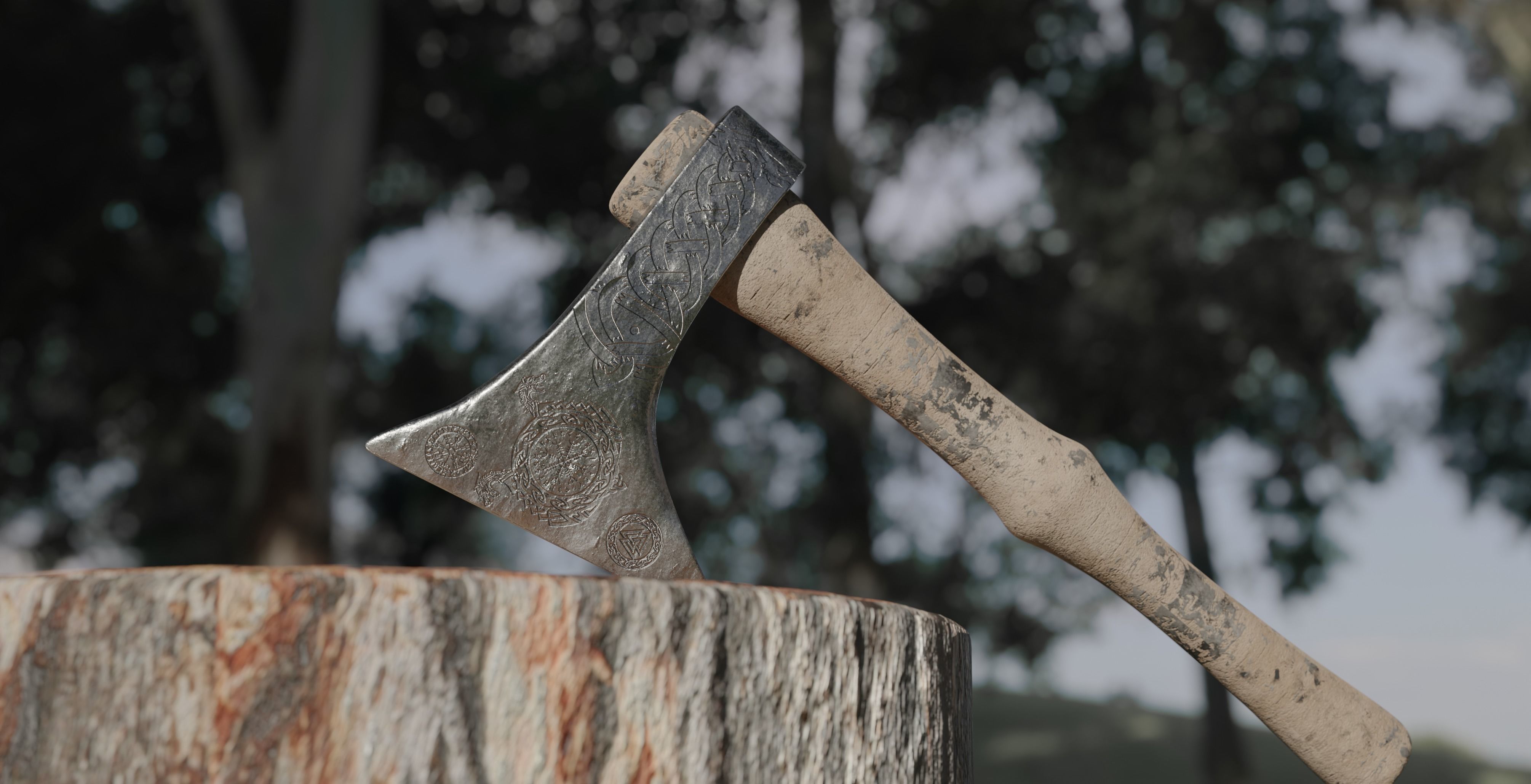 Viking Axe A 9th Century weapon 3D  Low-poly 3D model_1