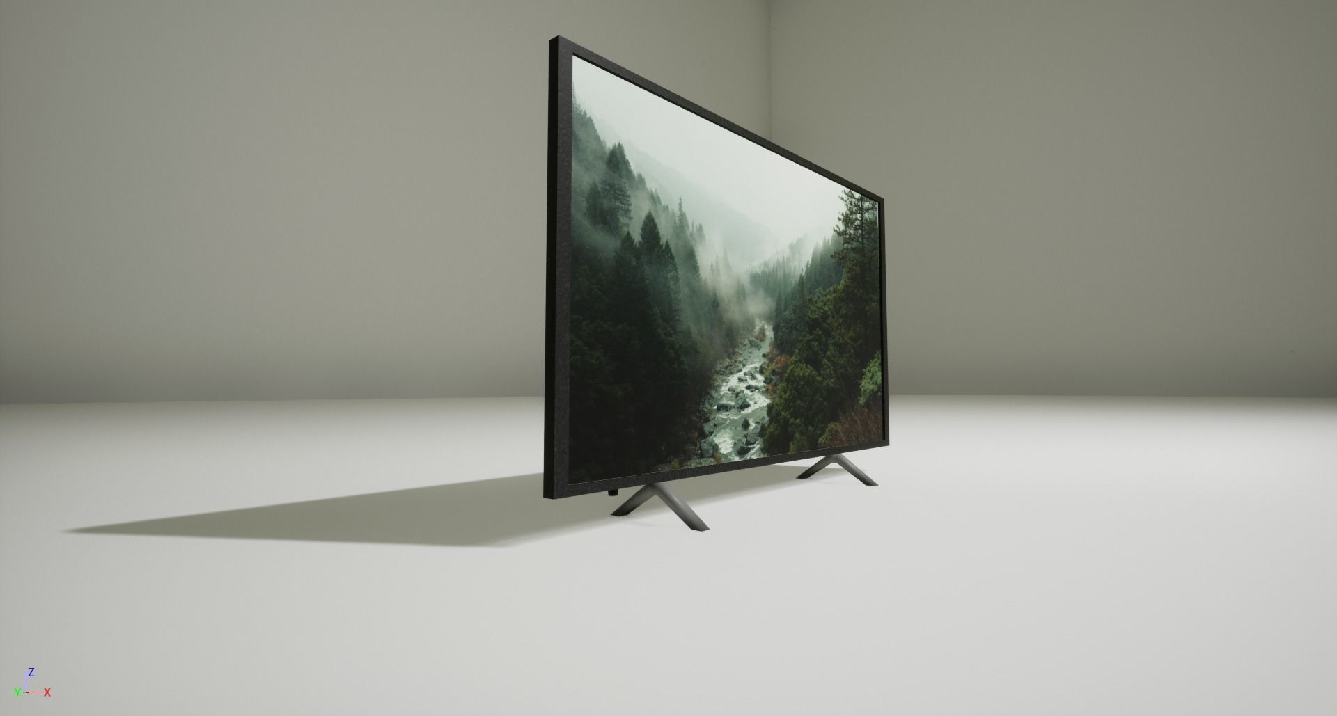 Television - Basic flat screen TV with Plugs Low-poly 3D model_1