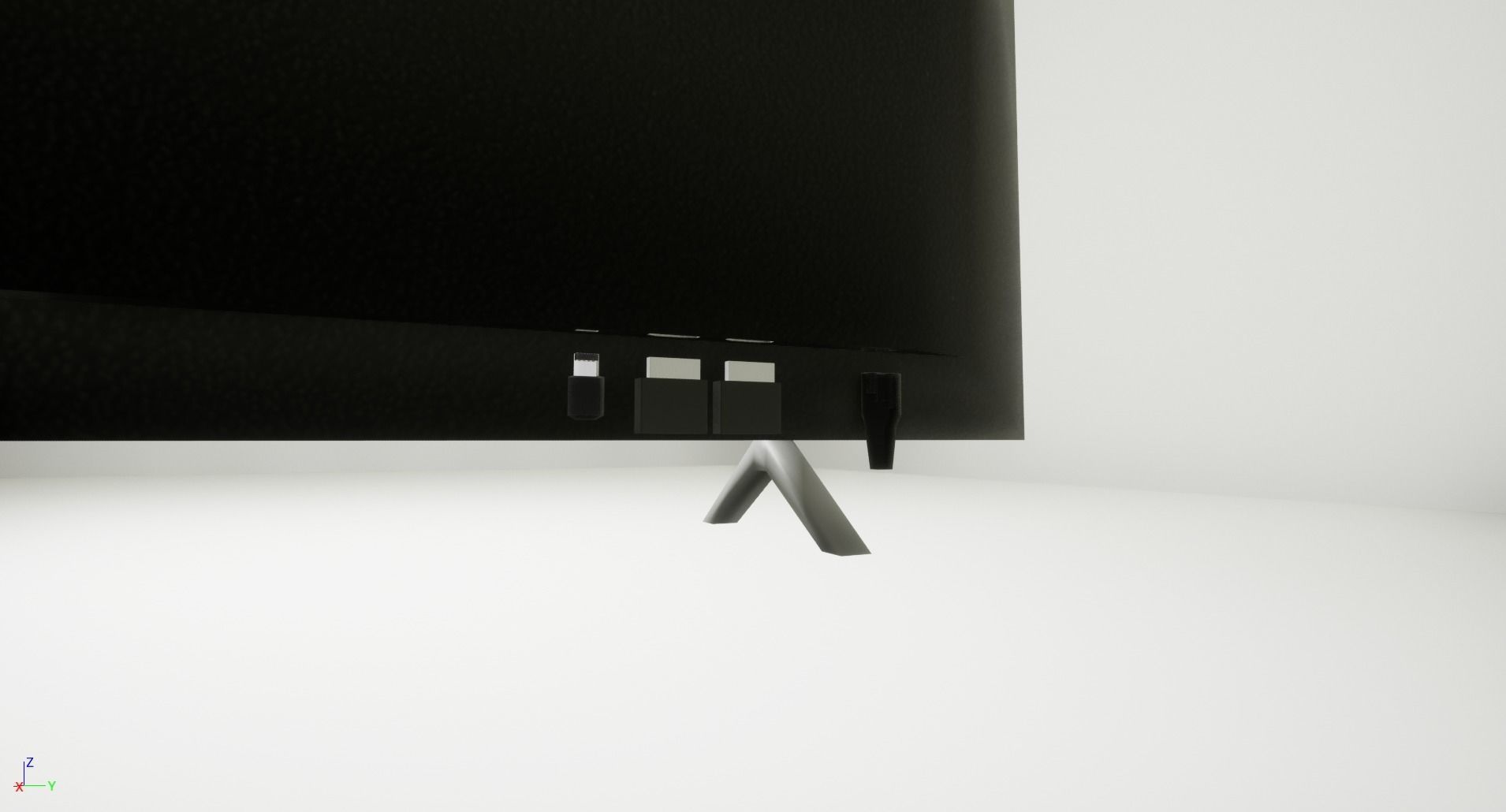 Television - Basic flat screen TV with Plugs Low-poly 3D model_4