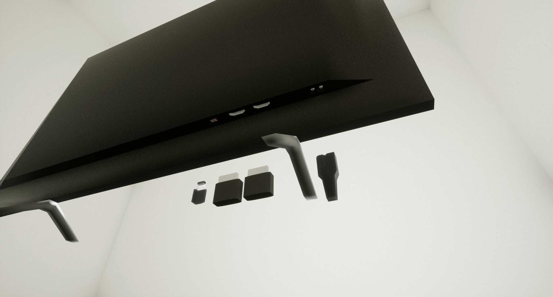 Television - Basic flat screen TV with Plugs Low-poly 3D model_2