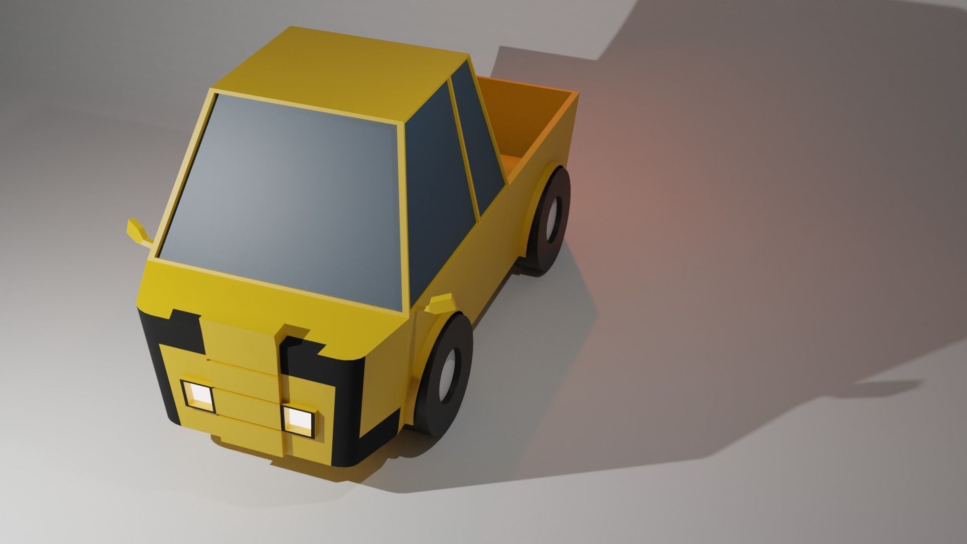 Low poly pick up truck Low-poly 3D model_5