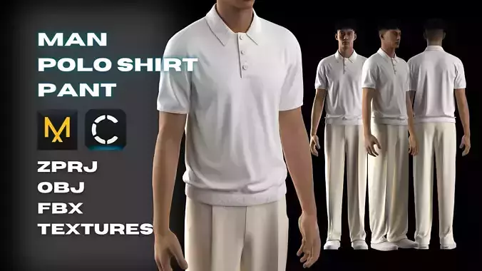 Man Poloshirt Pant Modeling in Clo3D-Marvelous Designer