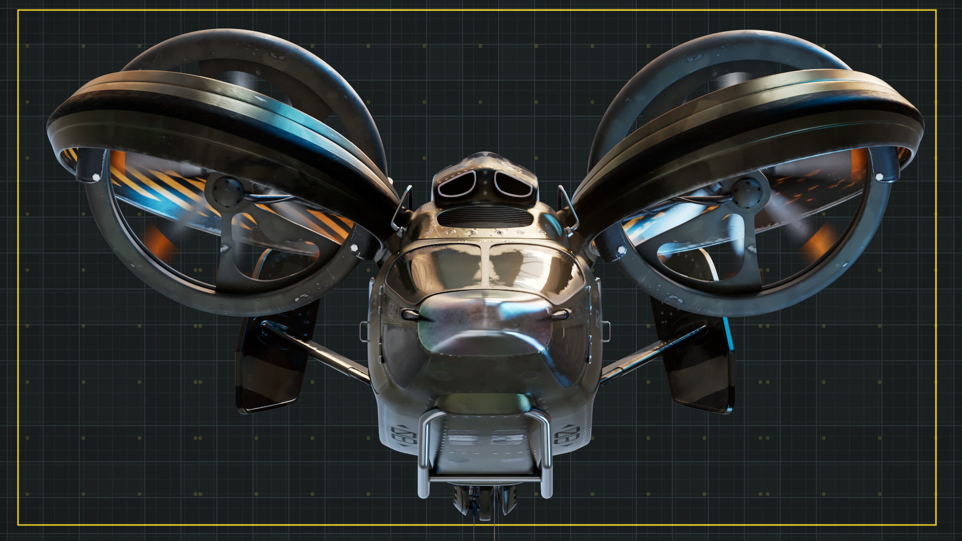 NIVA Sci Fi Helicopter Multipurpose Low-poly 3D model_12