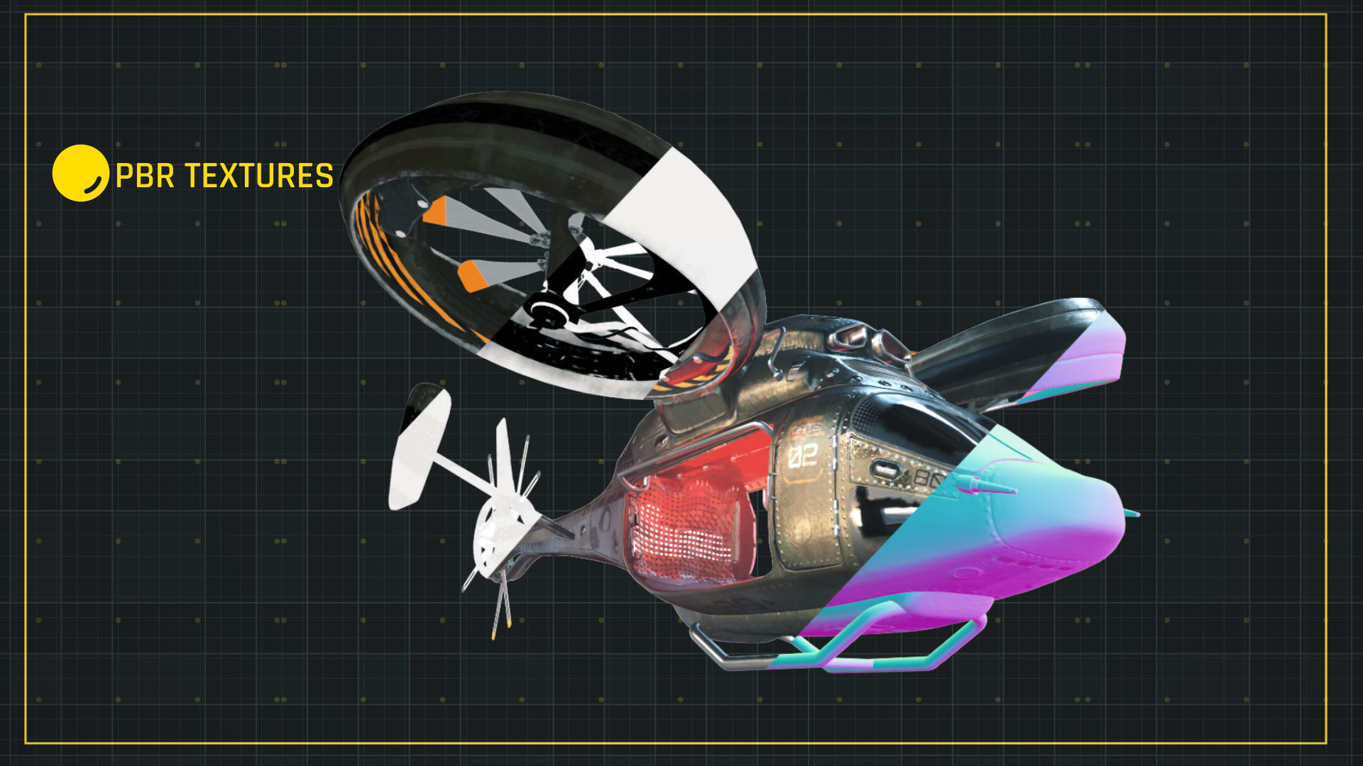 NIVA Sci Fi Helicopter Multipurpose Low-poly 3D model_7