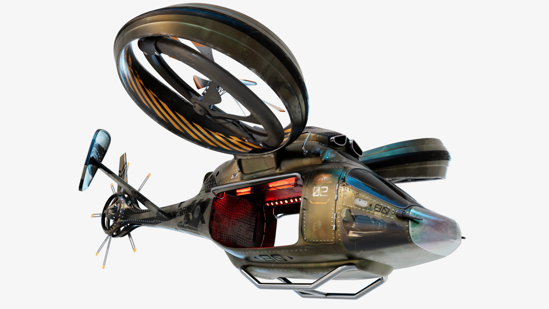 NIVA Sci Fi Helicopter Multipurpose Low-poly 3D model_0