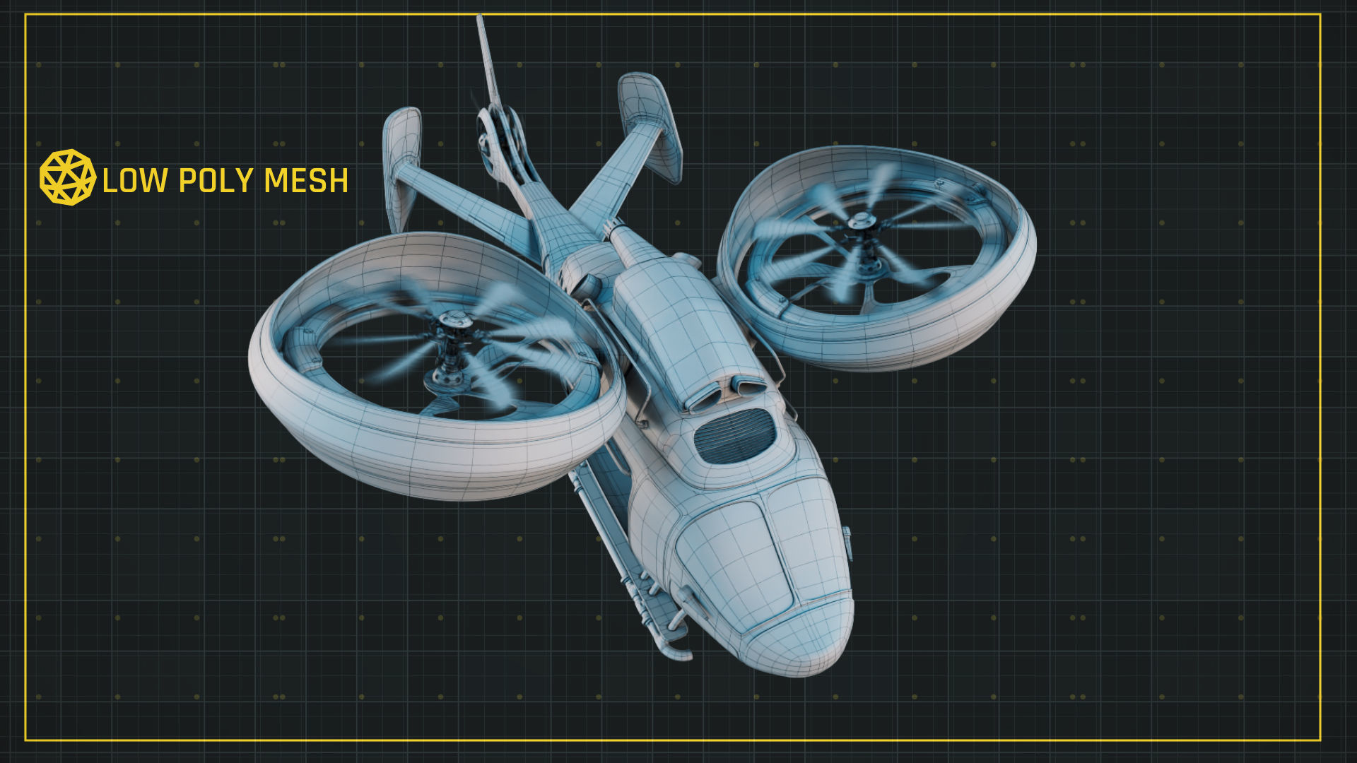 NIVA Sci Fi Helicopter Multipurpose Low-poly 3D model_9