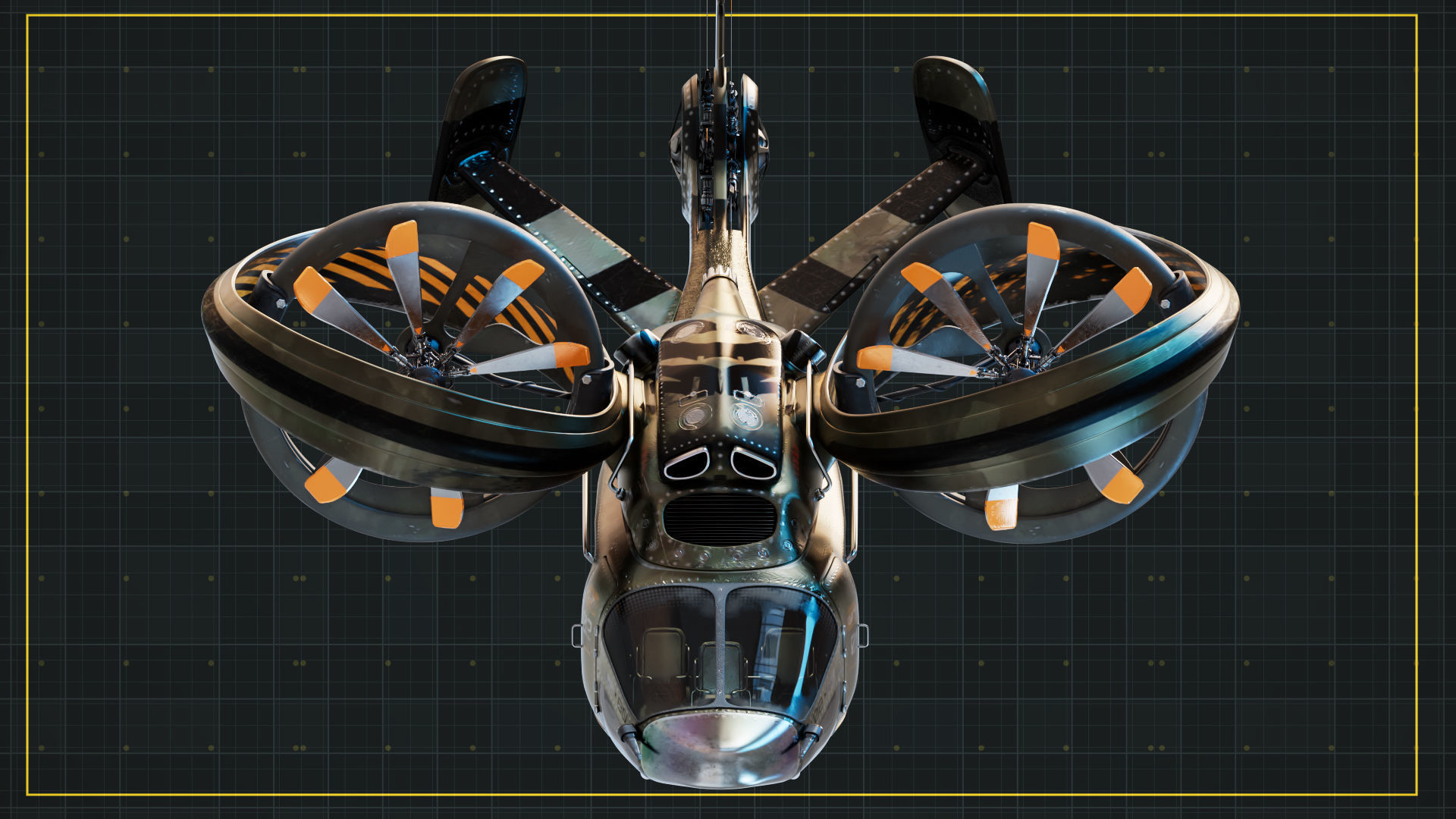 NIVA Sci Fi Helicopter Multipurpose Low-poly 3D model_13