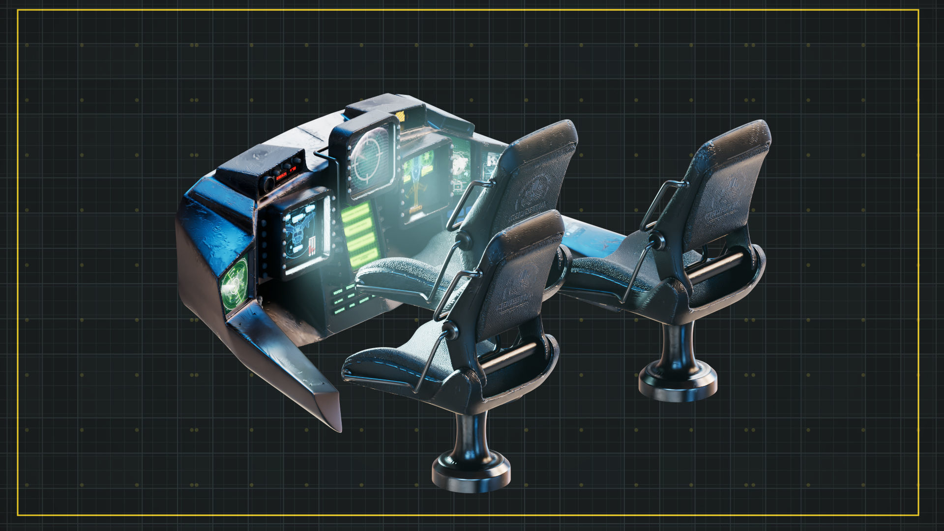 NIVA Sci Fi Helicopter Multipurpose Low-poly 3D model_10