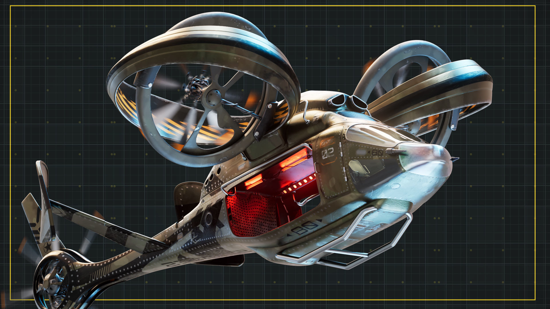 NIVA Sci Fi Helicopter Multipurpose Low-poly 3D model_11
