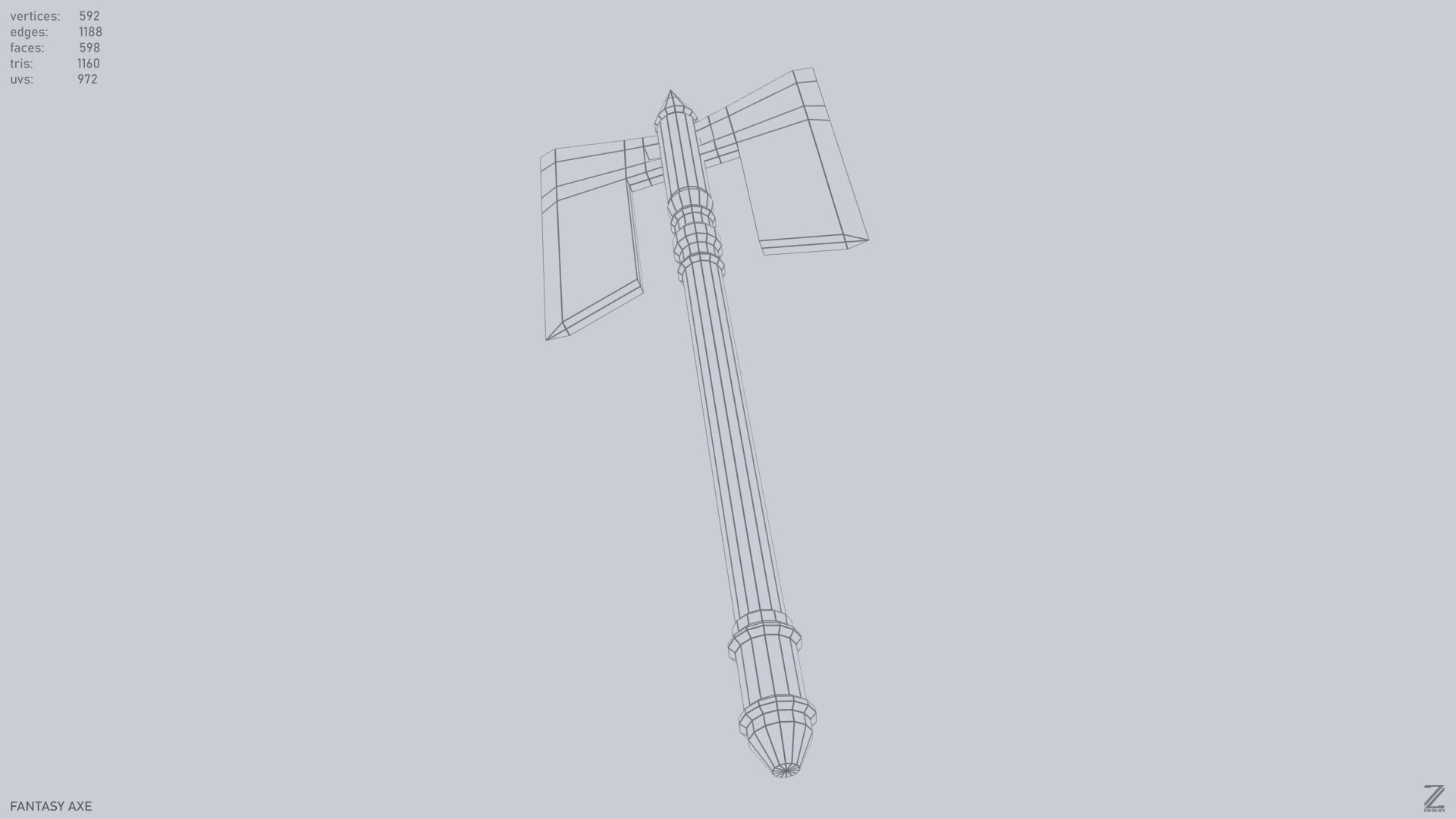 Fantasy axe Low-poly 3D model_11