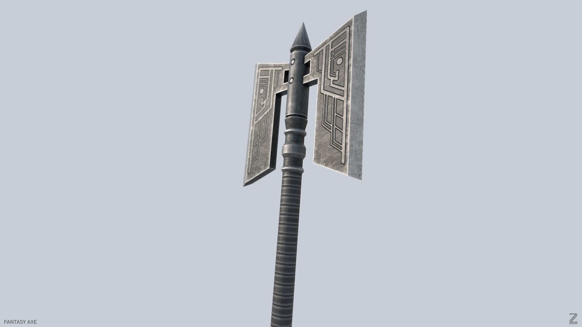 Fantasy axe Low-poly 3D model_4