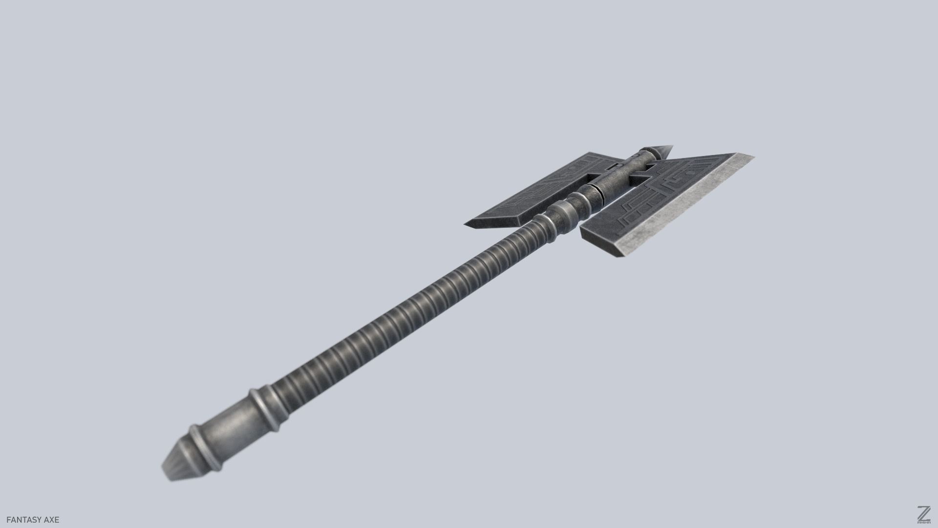 Fantasy axe Low-poly 3D model_7