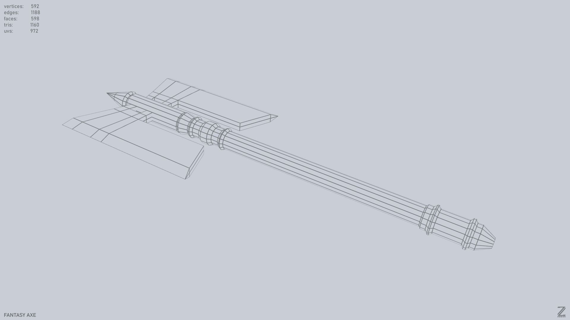 Fantasy axe Low-poly 3D model_13