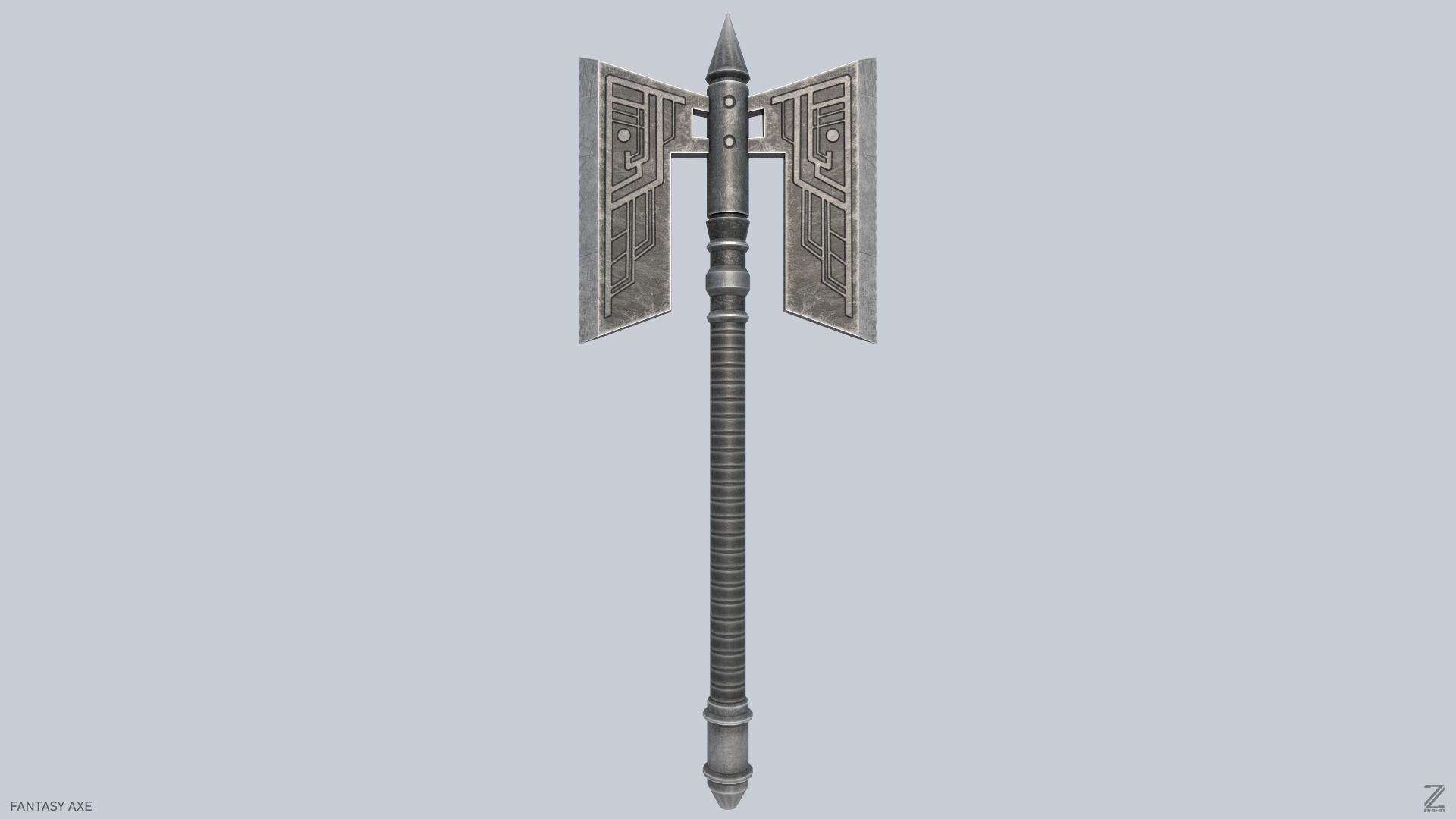 Fantasy axe Low-poly 3D model_1
