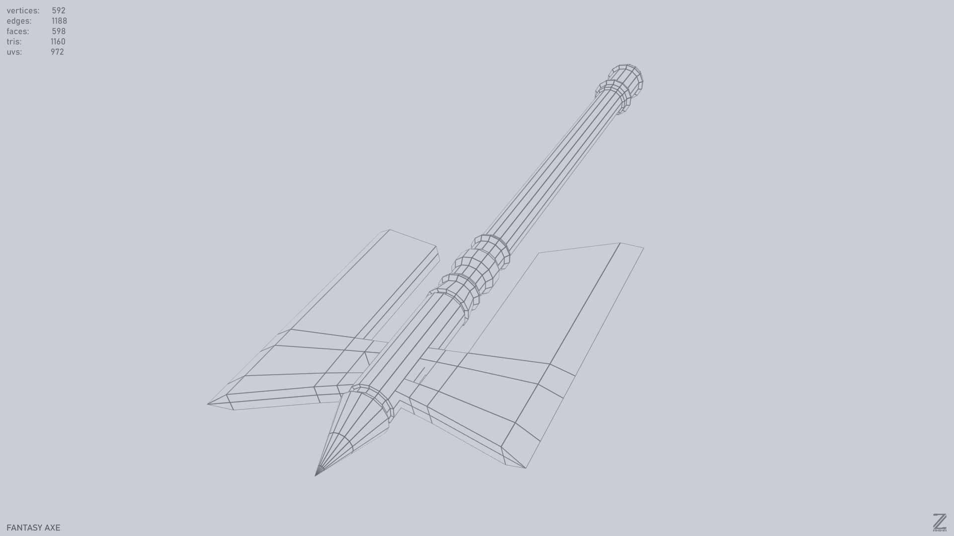 Fantasy axe Low-poly 3D model_14