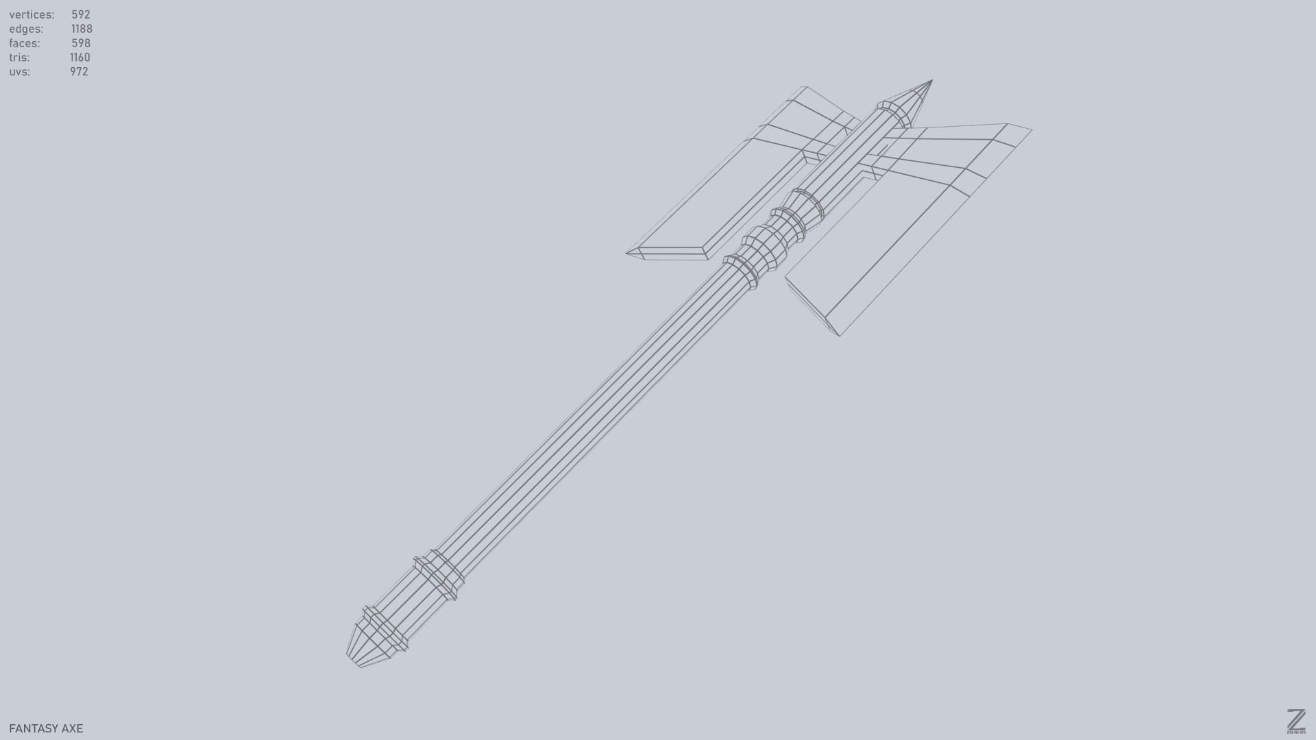 Fantasy axe Low-poly 3D model_12