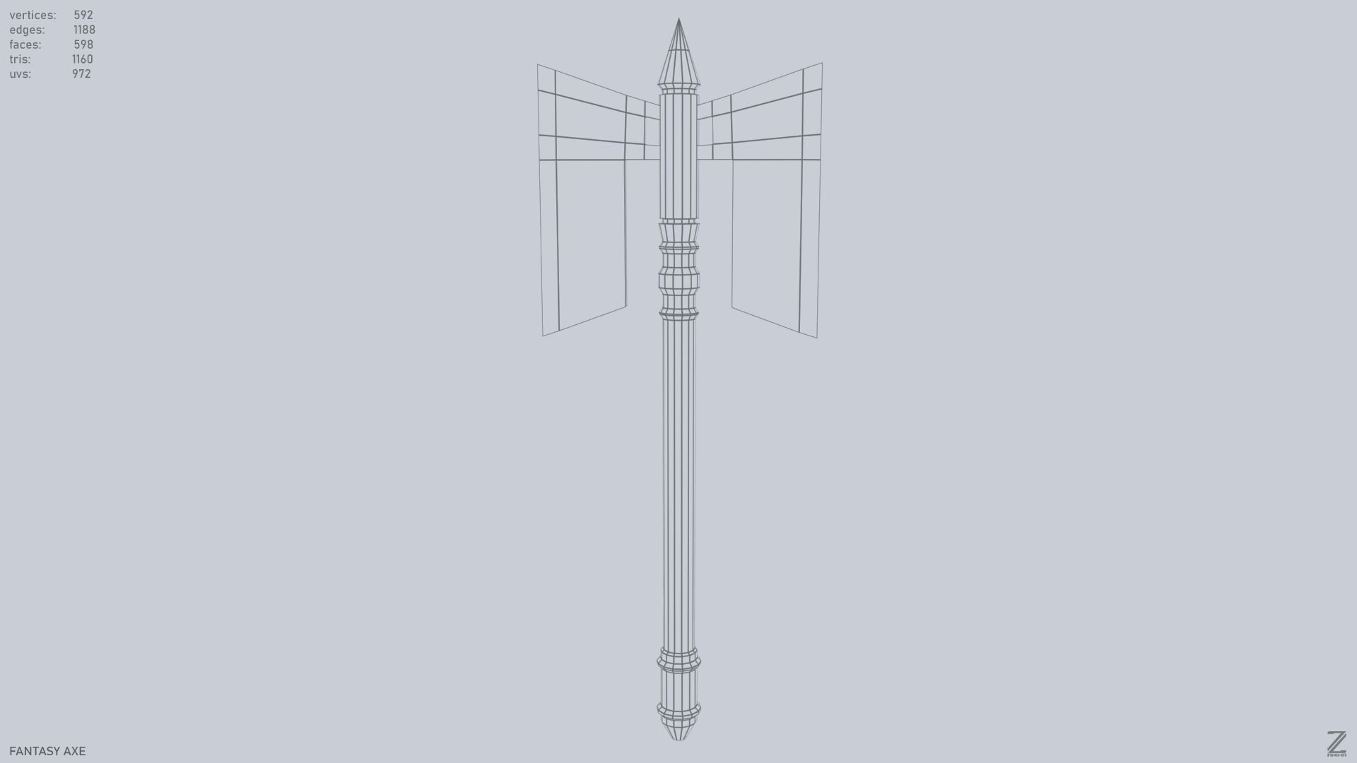 Fantasy axe Low-poly 3D model_8