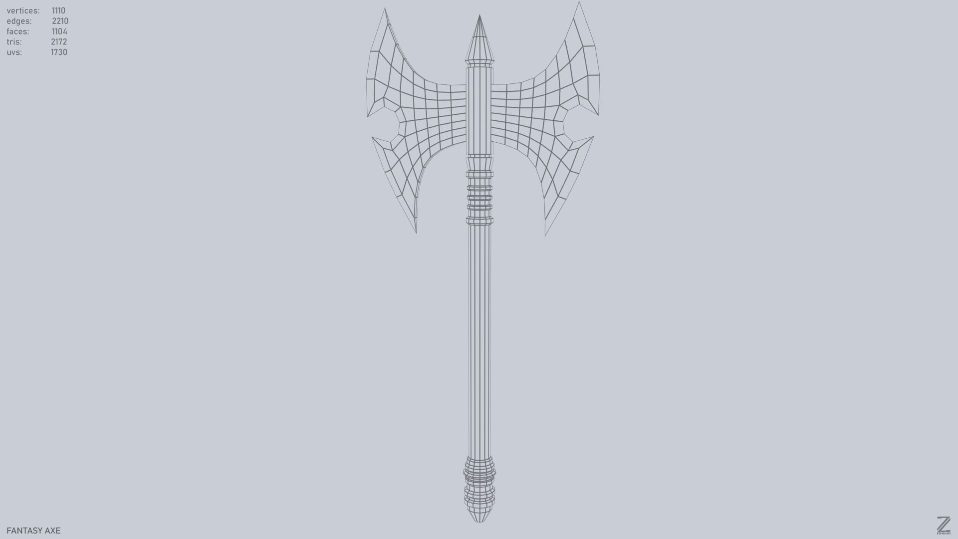 Fantasy axe Low-poly 3D model_8