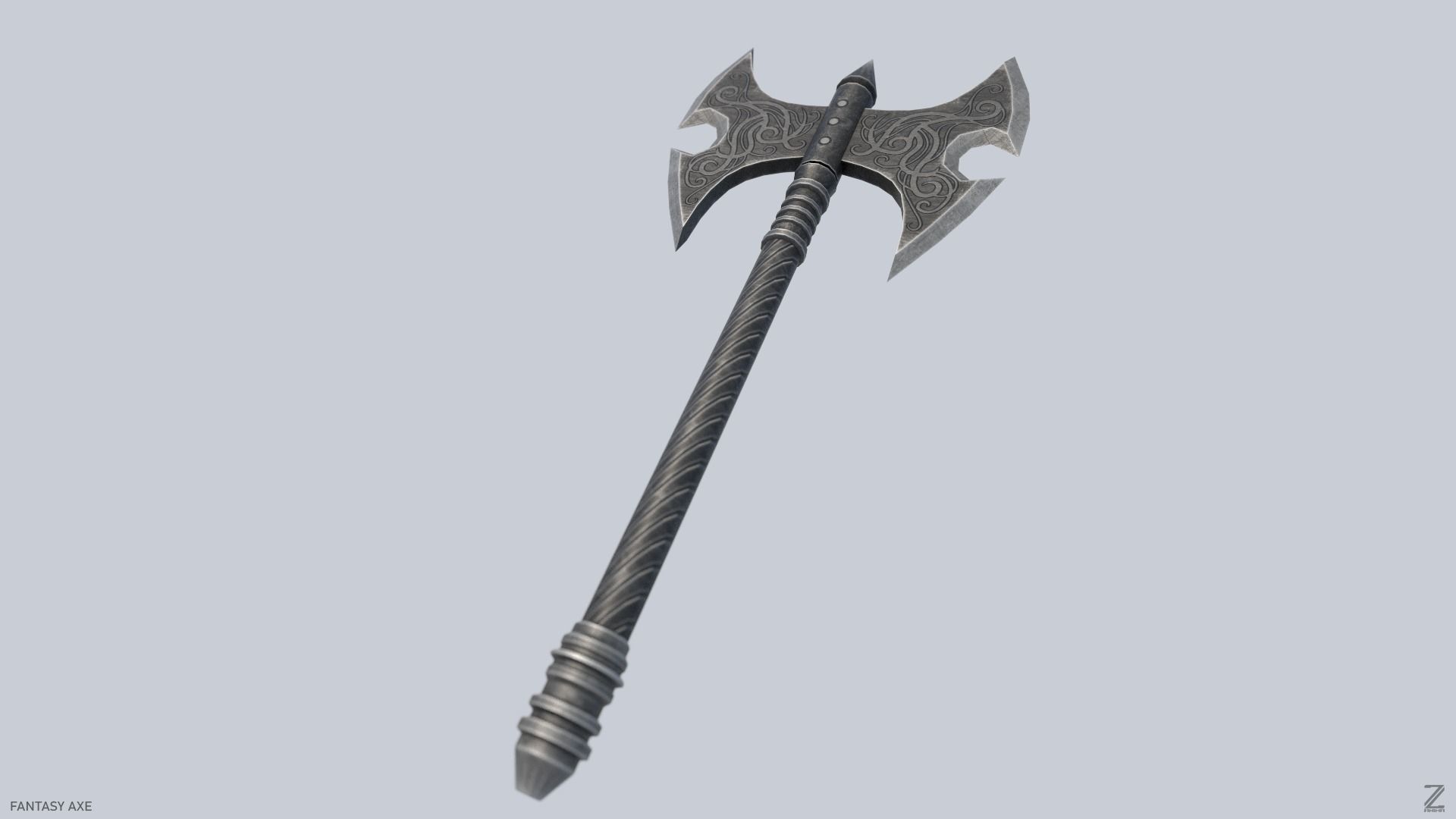 Fantasy axe Low-poly 3D model_6