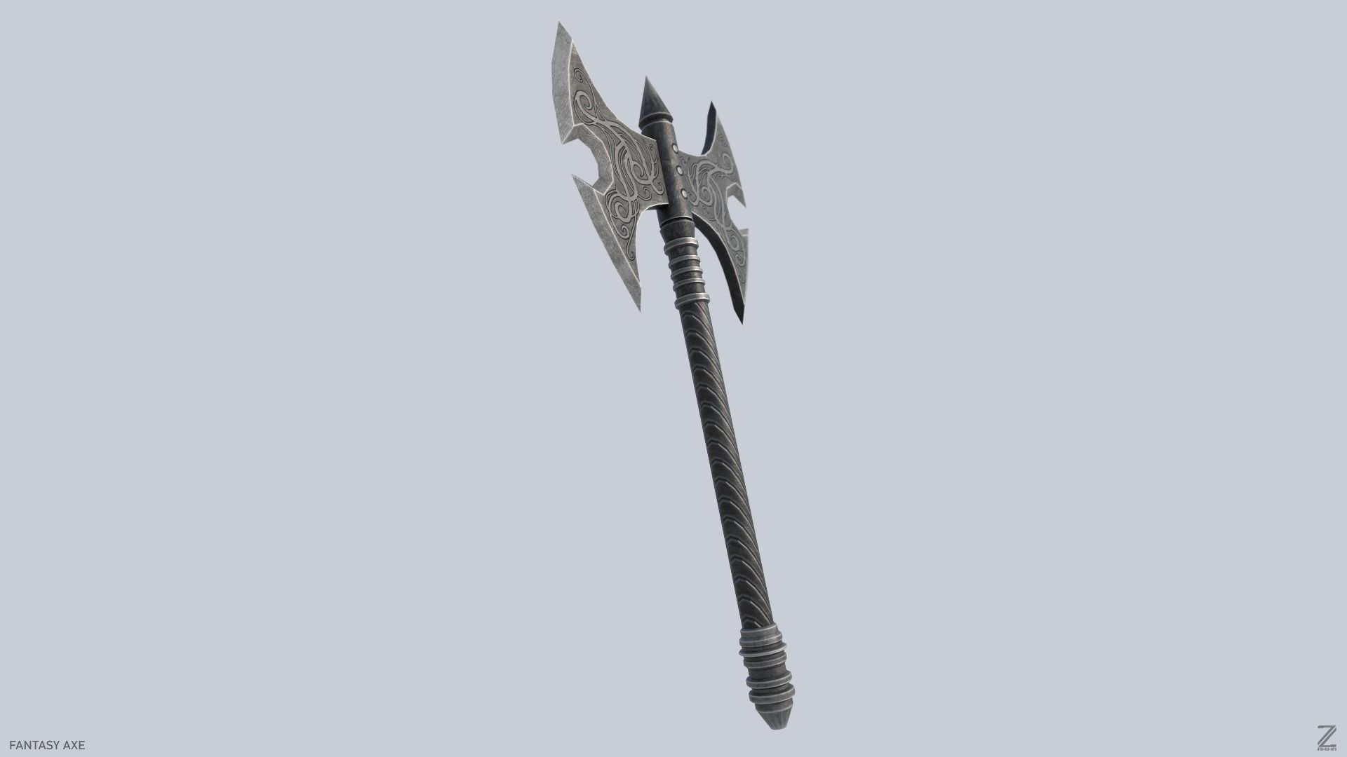 Fantasy axe Low-poly 3D model_7