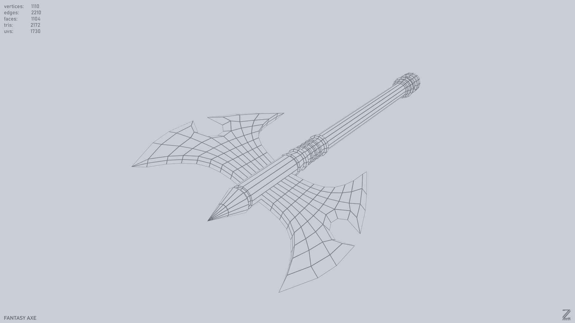 Fantasy axe Low-poly 3D model_14