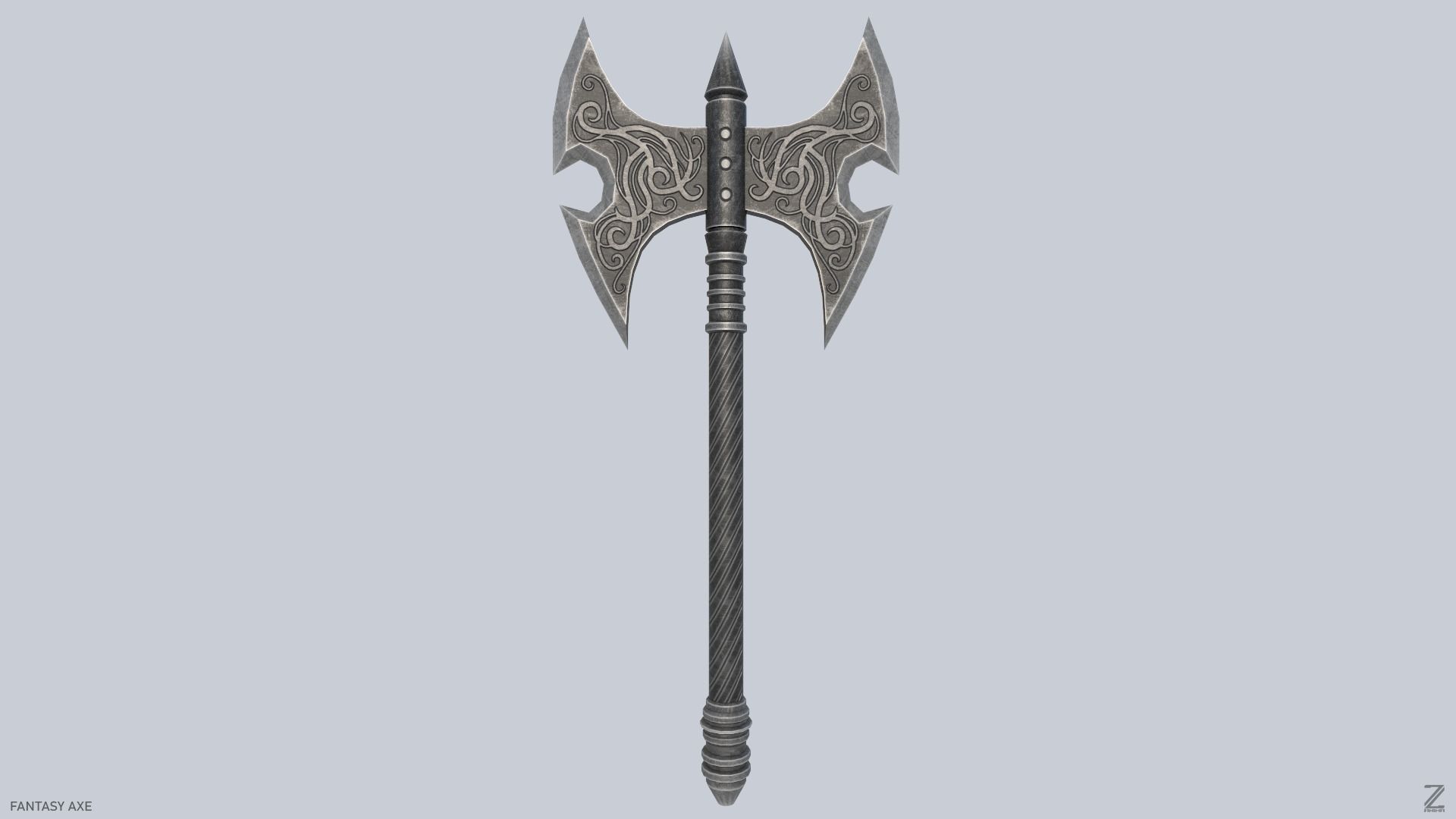 Fantasy axe Low-poly 3D model_1