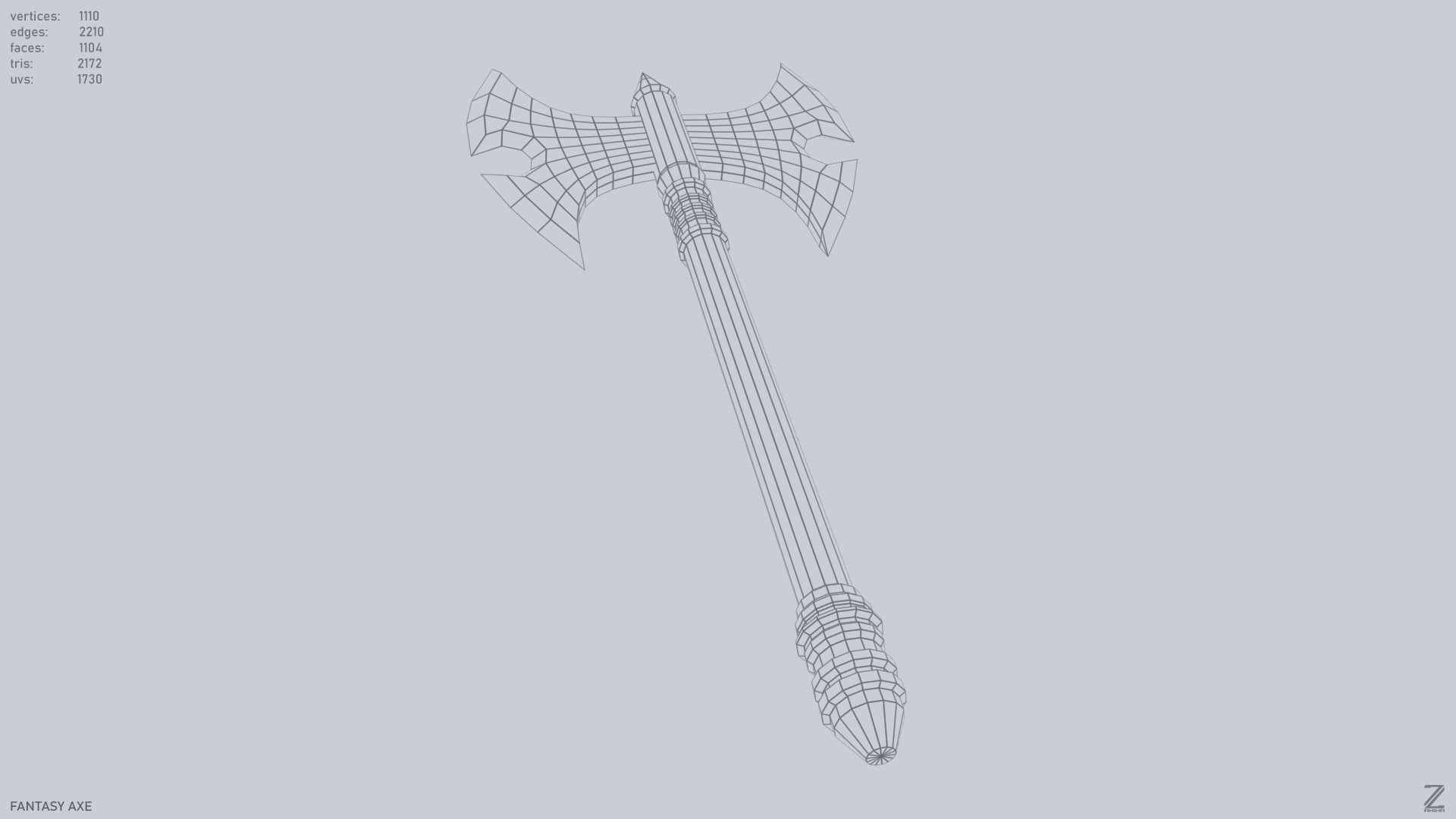 Fantasy axe Low-poly 3D model_12