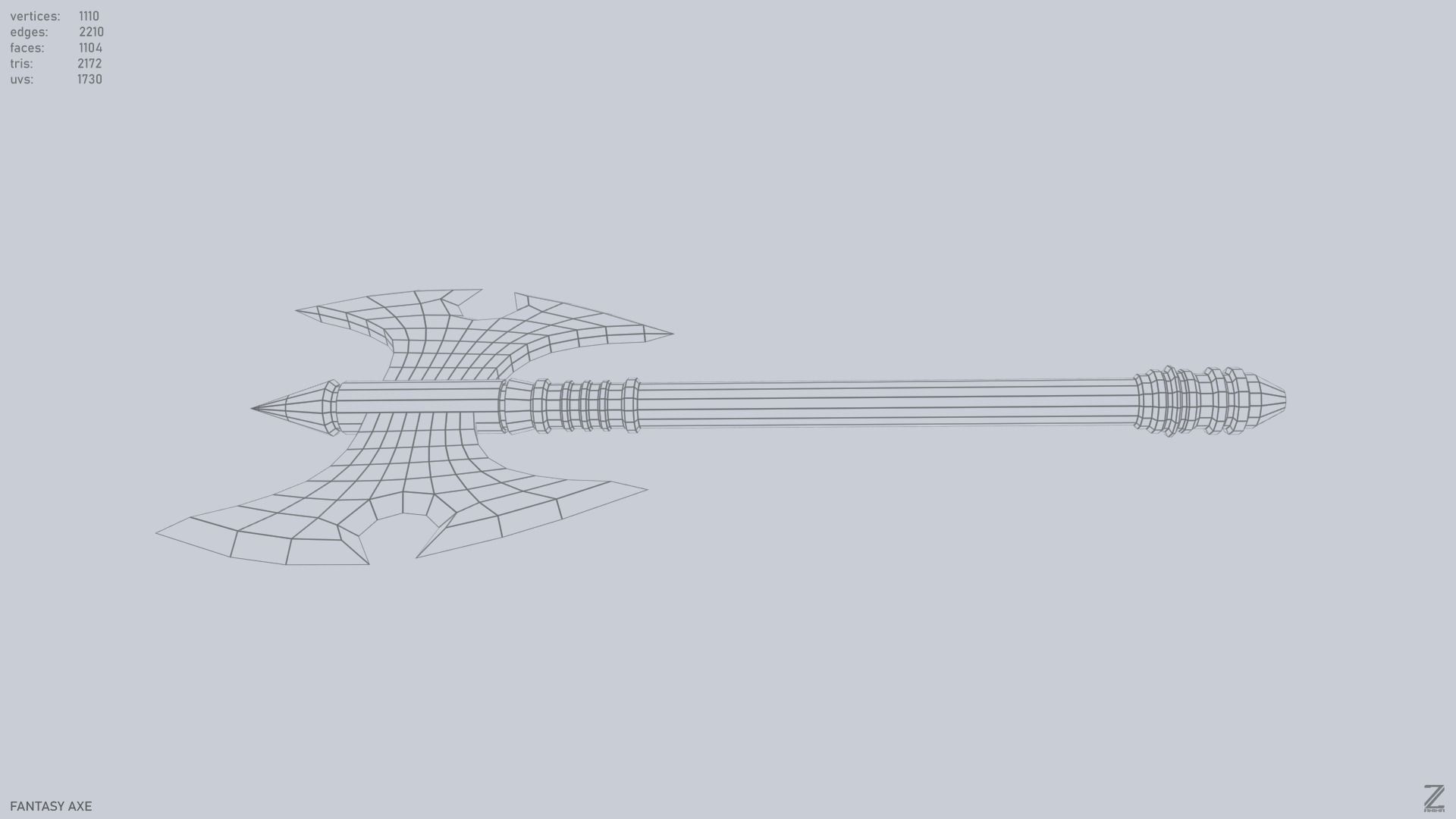 Fantasy axe Low-poly 3D model_13